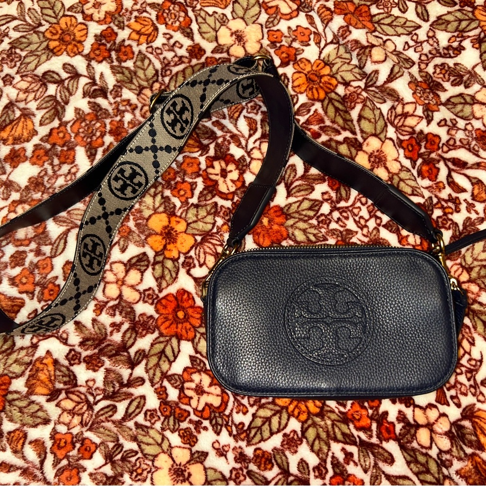Tory Burch Navy Blue Leather Bag